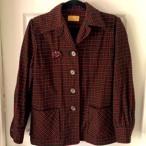 Vintage Pendleton red and green plaid blazer 💚❤️